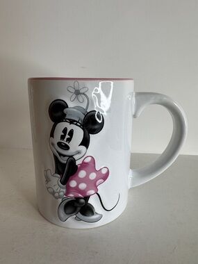 Minnie Mouse Pink Polka Dot Mug Ceramic Coffee Cup Disney Jerry Leigh EUC